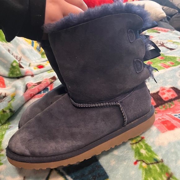 Navy UGG Bailey Bow Boots - Picture 3 of 7